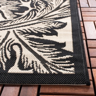 Sand and Black Rectangular Synthetic Indoor/Outdoor Area Rug