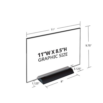 Clear Acrylic Tabletop Frame with Weighted Black Base, 2-Pack