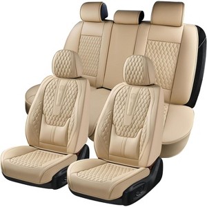 Coverado Car Seat Covers, Front and Rear Waterproof Faux Leather Auto Seat Protectors with Lumbar Support - 1 of 4