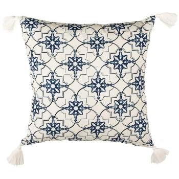 Mariella Pillow - White/Blue - 16" x 16" - Safavieh .