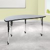 Emma and Oliver Mobile 60" Half Circle Wave Collaborative Grey Adjustable Height Activity Table - image 2 of 4