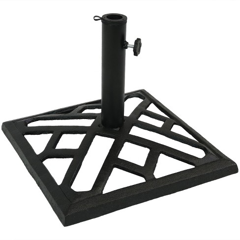 Modern Geometric Cast Iron Outdoor Umbrella Base 15 5 Square Sunnydaze Decor