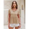 EXLURA Women's Summer Short Sleeve Peplum Babydoll Tops Cute V Neck T Shirts - 3 of 4