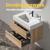 FAMYYT 30 in. Single Sink Floating Rough Oak Bath Vanity with White Engineered Quartz Composite Top, 2 Soft Drawers - 4 of 4