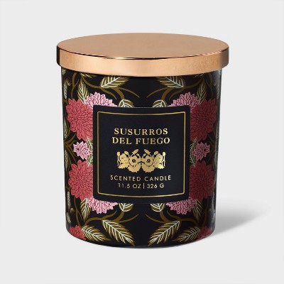 Glass Susurros Del Fuego Jar Candle Black 11.5oz