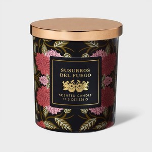 Glass Susurros Del Fuego Jar Candle Black 11.5oz - 1 of 4