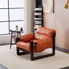 Vynxaria Medieval modern style lounge chair,removable armrests, vintage oil wax leather sofa chair, vintage style decorative chair - 2 of 4
