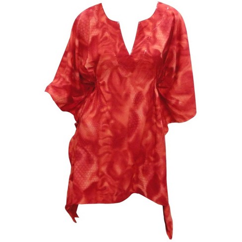 LA LEELA Women's Beachwear Summer Swim Beach Cover Ups for Swimwear Women Loose Flowy Swimsuit Coverups for Women Dress Medium-Large Red, Tiger Print - image 1 of 4