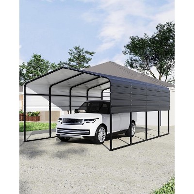 Metal Carport 13x16 FT, Outdoor Galvanized Shelter, Heavy Duty Car Canopy with Steel Roof & Frame