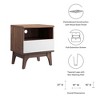 Modway Envision Mid-Century Nightstand – Walnut White Bedside Table with Open Shelf and Soft-Close Storage Drawer - 2 of 4