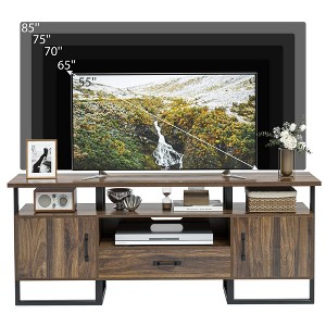 70 Inch TV Stand for TVs Up to 75",Industrial Entertainment Center with Storage Drawer and Open Shelves,TV Console Media Cabinet,Rustic Brown - 1 of 4