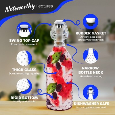Nevlers 17 Oz. Dotted Round Swing Top Glass Bottles With Funnel, Bottle Brush And Glass Marker (Set Of-12) NG-23 - The Home Depot