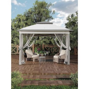 11x11 Pop-Up Gazebo Canopy Tent - Instant Outdoor Shelter with Double Roof & Mosquito Net - Includes 4 Sandbags - Sun Shade for Patio, Backyard, - 1 of 4