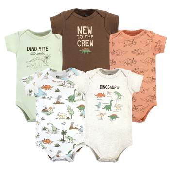 Hudson Baby Cotton Bodysuits, Dinosaur Adventures 5-Pack
