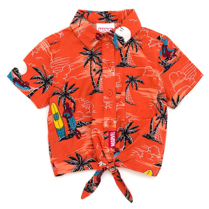 Marvel Spider-Man Hawaiian Matching Family Hawaiian Button Down Dress Shirt Toddler, 2 of 8