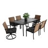 7 Piece Wicker Outdoor Patio Dining Set,Rattan Dining Table and  2 Swivel Rocker Chairs with Arm Chairs,Garden Dining Set with Cushion-Coolbibila - 3 of 4