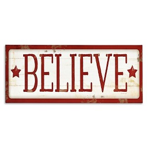 Stupell Industries Believe Red Christmas Phrase Canvas Wall Art - 1 of 4
