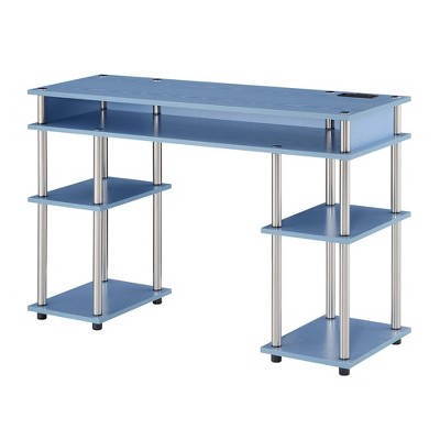 Designs2Go No Tools Student Desk with Charging Station and Shelves Blue - Breighton Home