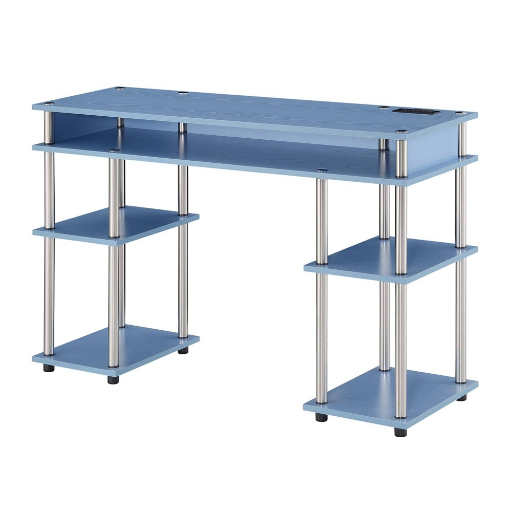 Photos - Office Desk Designs2Go No Tools Student Desk with Charging Station and Shelves Blue 