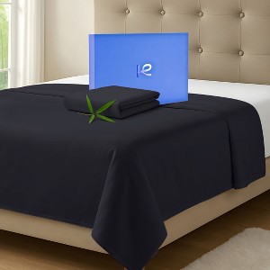 300 Thread Count 100% Organic Bamboo Viscose Flat Sheet Only, Extra Wide, Cooling & Breathable, Double Stitching, Bedding Sheet - 1 of 4