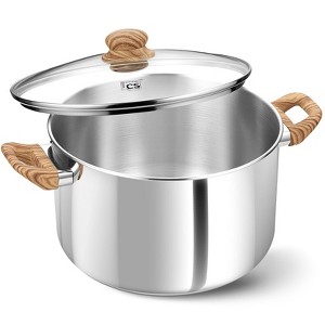 KOCH SYSTEME CS Stainless Steel Stock Pot with Cover: Induction & Oven Safe, Tempered Glass Lid, Stay-Cool Handle - 1 of 4