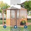 8x13FT Greenhouse Kit with Pergola, Wooden Greenhouse with Cedar Frame, Outdoor Wood and Polycarbonate Walk-in Greenhouses with Roof Vent - 4 of 4