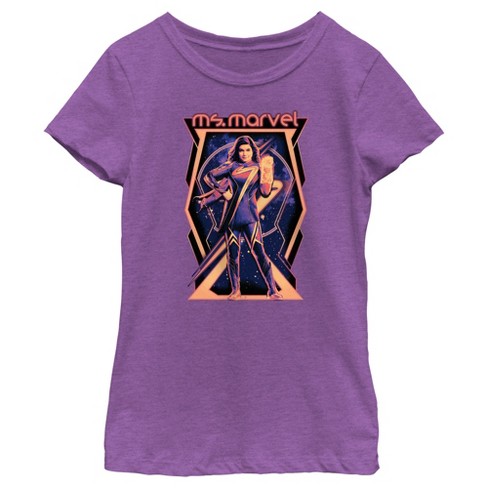 Girl s The Marvels Ms. Marvel Portrait T Shirt Purple Berry Large