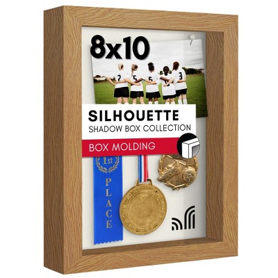 Americanflat 8x10 Shadow Box Frame in Oak with Soft Linen Back - Composite Wood with Polished Glass for Wall and Tabletop