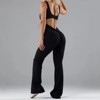 DOMETOUR Women's Yoga Sport Jumpsuit Flared Leg U-Neckline Backless Ruched High Waist Jumpsuit - 3 of 4