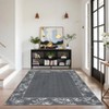 Washable Modern Bordered Rug Non Slip Low Pile Rug Soft Floral Throw Floor Cover Foldable Indoor Carpet for Living Room Bedroom Playroom Nursery - 2 of 4
