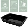 Elanze Designs Large 9x13 inch Stoneware Porcelain Baking Dish With Stainless Steel Rack, Black - 2 of 4