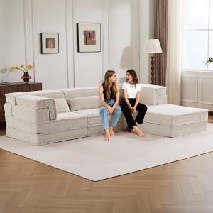 Whisen Modern Compression Loveseat, Convertible Floor Sofa Bed,DIY Boneless Modular Sectional Couch, No Assembly Required - 1 of 4