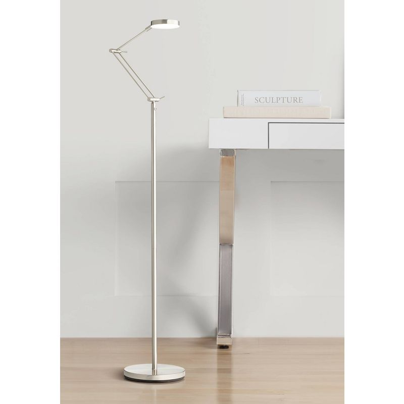 360 Lighting Modern Floor Lamp LED 50" Tall Satin Nickel White Acrylic Diffuser Adjustable for Living Room Reading Bedroom Office, 2 of 10