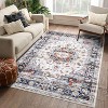 Vintage Washable Area Rug, Non-Slip Low Pile Throw Carpet - Stain Resistant Non-Shedding Easy Clean Floor Mat for Bedroom Living Room - 3 of 4