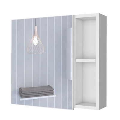 GlasFlength Decorative Wall Mirrors Bathroom Decor Cabinet Accent Mirror Vanity Mirrors Open Shelves for Bathroom Wall, White, 19.6"*5.5"*18.6"