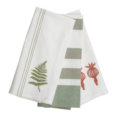 Set of 3 Botanical Design 27 x 18 Inch Woven Kitchen Tea Towels - Foreside Home & Garden