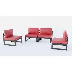 LeisureMod Chelsea 4-Piece Outdoor Patio Sectional Set – Black Powder-Coated Aluminum, Cushions, Weather-Resistant - 1 of 4