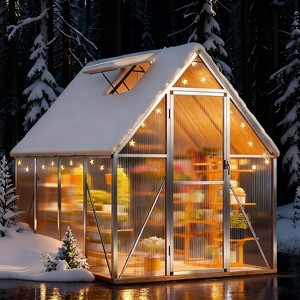 6X7ft Aluminum-Framed Polycarbonate Greenhouse,Heavy Duty with Quick Setup Structure and Roof Vent,Large Enhanced Aluminum Greenhouse Kit for Outdoor - 1 of 4