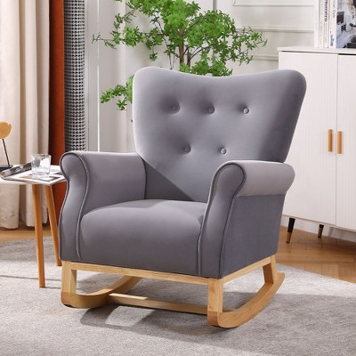 Modern Rocking Chair, Upholstered Accent Chair For Nursery, Playroom, Bedroom Living Room, Small Contemporary Rocker