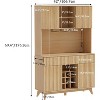 PAKASEPT 70" Fluted Coffee Bar Cabinet with Power Outlet & Light, Kitchen Hutch with Drawers, Shelf and Wine Glass Rack, Pantry China Cabinet for Home - 3 of 4