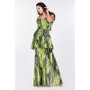 Slickblue Women's Tiered Ruffle Sleeve Dress, Comfortable Fit, Casual & Special Occasion Dress, Blue/Lime, S-L - 3 of 4
