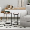 LuxenHome 2-Piece Metal and Glass Round Accent Drink Table. Brown - 4 of 4