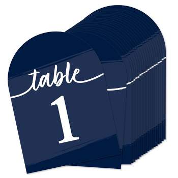 Big Dot of Happiness Navy Blue Elegantly Simple - Wedding Receptions, Parties or Events Double-Sided 5 x 7 inches Cards - Table Numbers - 1-20
