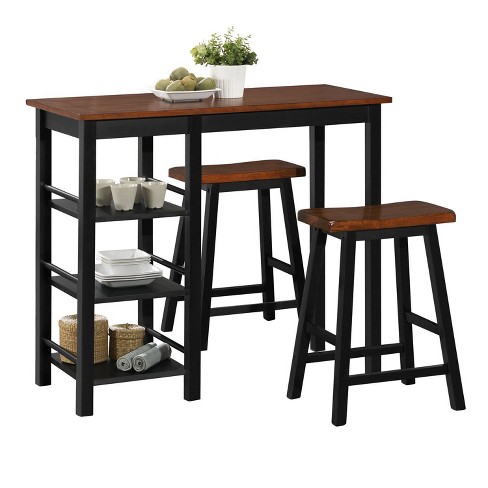 3pc Counter Height Dining Set Wood Bistro With Storage Brown Home Source Target