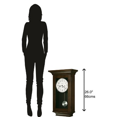 Oversized Contemporary Espresso Wooden Wall Clock with Nickel Pendulum