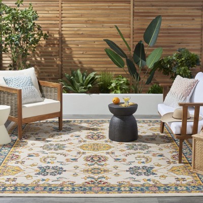 Ivory Gold Persian Floral 8' x 10' Synthetic Area Rug
