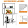 Stainless Steel Work Table with 2 Shelves, 30x24 Inch Heavy Duty Commercial Food Prep Table, Metal Kitchen Prep Table with Adjustable Shelf & Hooks - 3 of 4