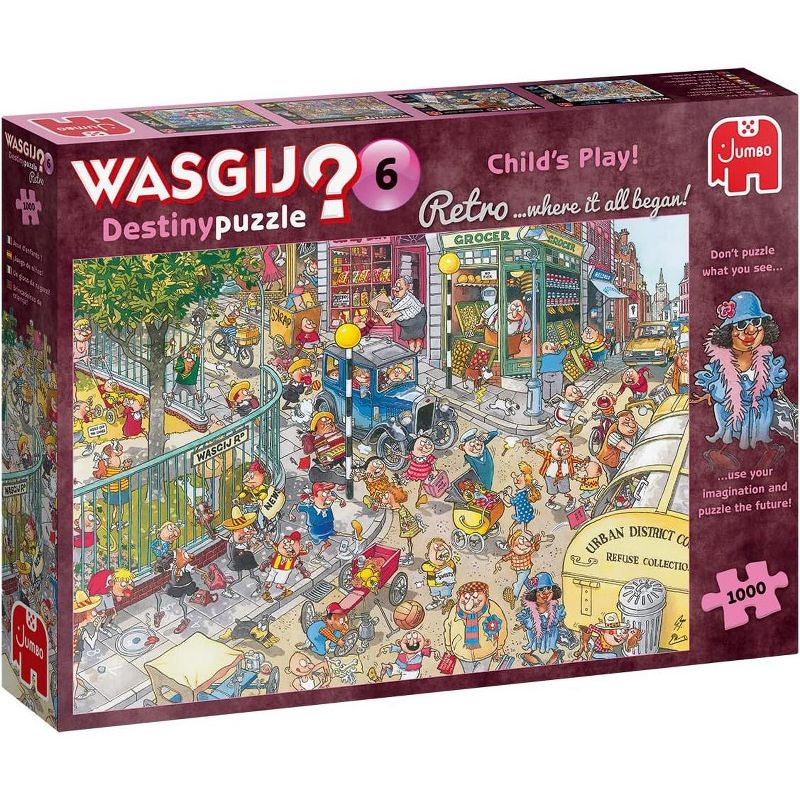 Jumbo Toys Wasgij 1,000 Piece Jigsaw Puzzle: Retro Destiny 6 - Child's Play - 27" x 19", 1 of 3