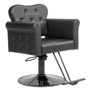 Karl Home Black Gold Heavy Duty Hydraulic Swivel Hair Stylist Salon Chair with Button Tufting - 1 of 4
