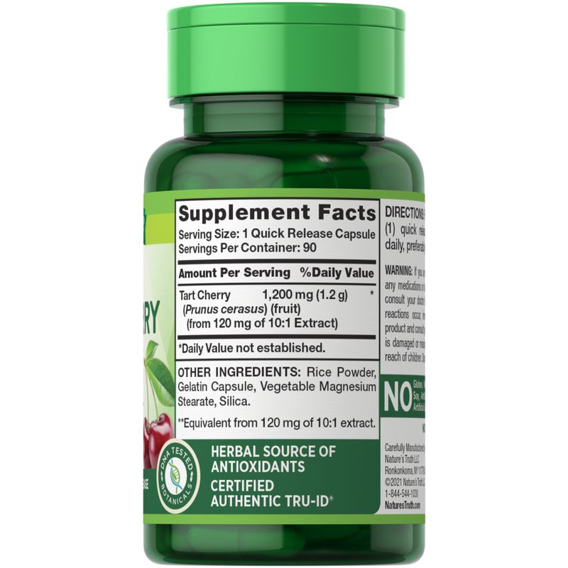 Nature's Truth Ultra Tart Cherry Extract Dietary Supplement Capsules - 90ct, 3 of 6
